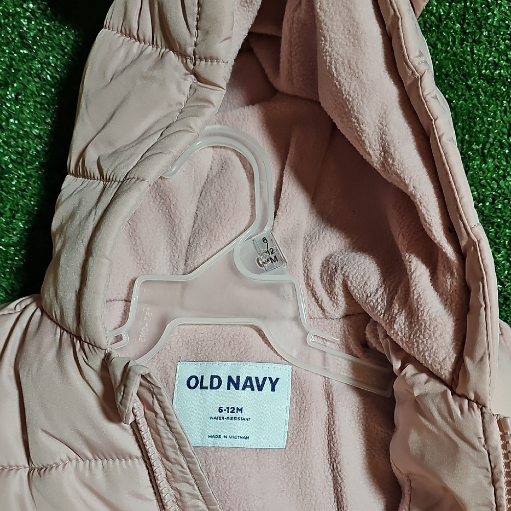 Old Navy Blush Puffer Jacket with Hood Ears 6-12 M - Picture 3 of 9